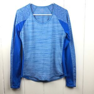 Athleta Running‎ Wild Heathered Blue Long Sleeve Top, Size Medium, Crew Neck